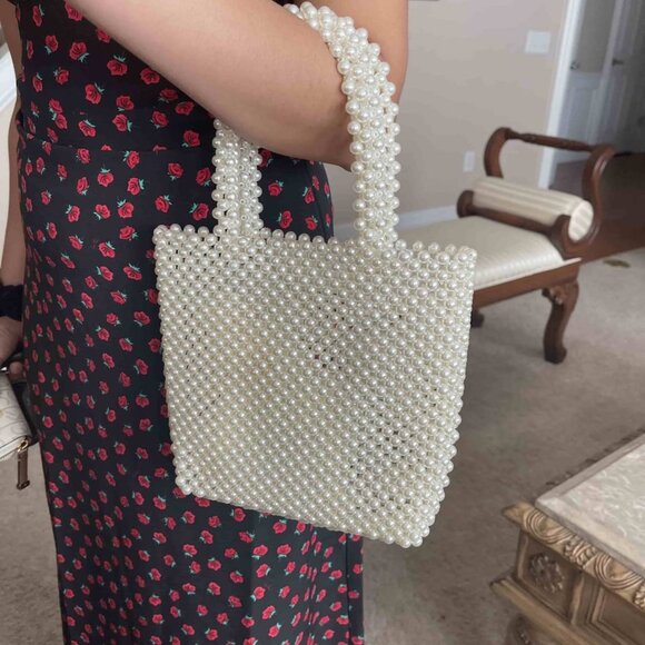 Neiman Marcus SIlk-Lined Pearl Clutch Purse